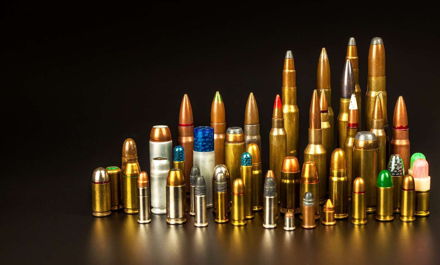 Bullet collection with a black background