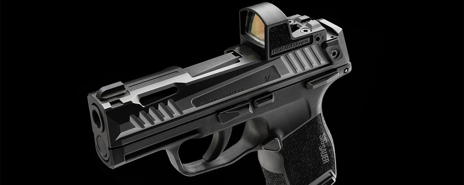 Custom Sig Sauer pistol with an aftermarket sight