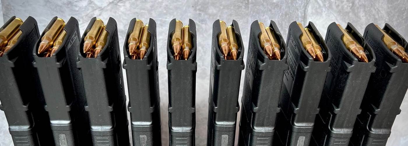 Fully loaded AR-15 magazines