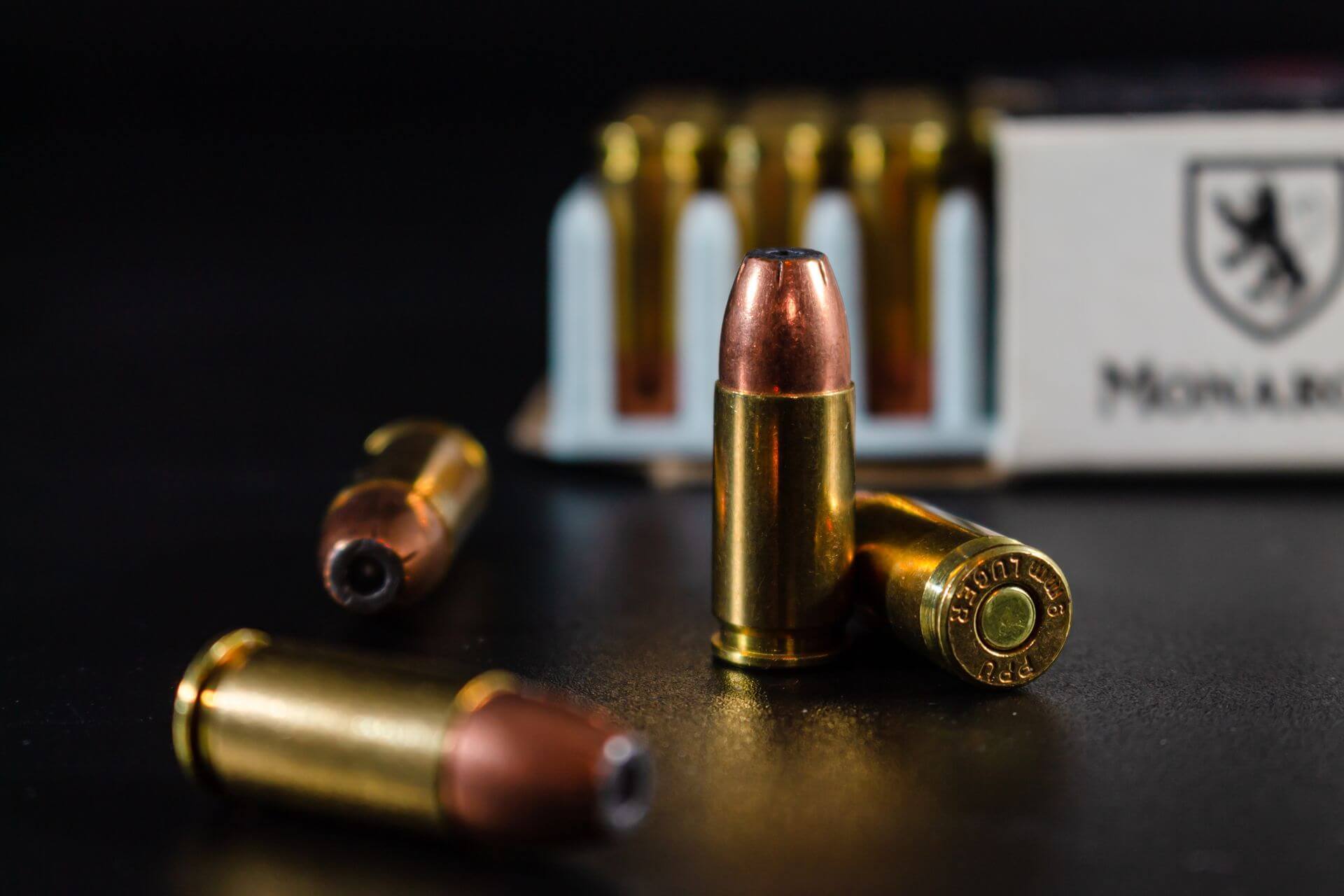 Hollow point ammunition with a box